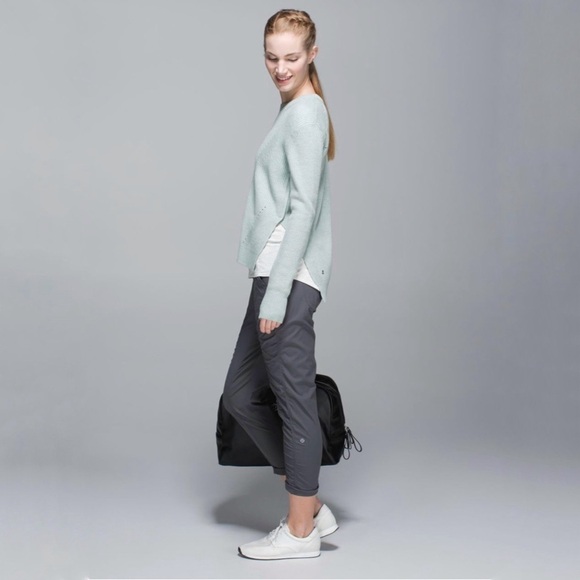Lululemon Seva Sweater Merino Wool Pointelle Knit High Low Pullover Minty Grey 4 - Picture 3 of 14